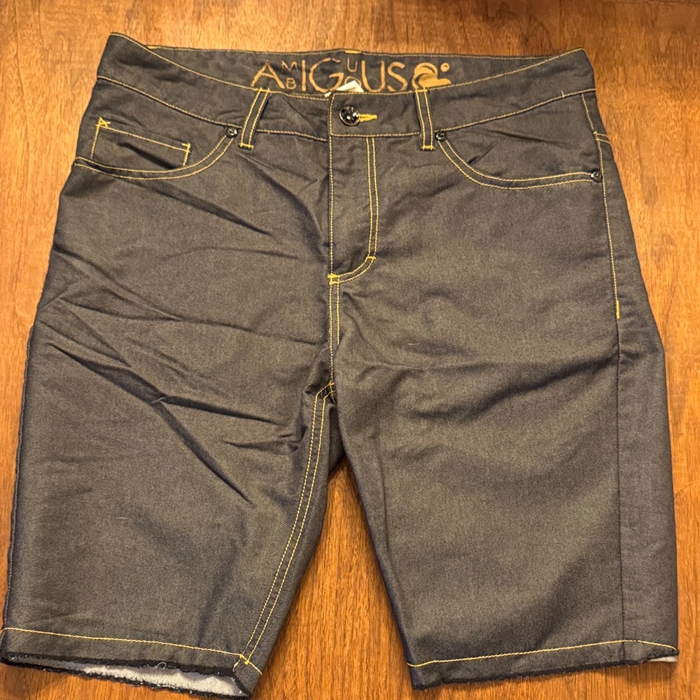 Men's Gray BoardShorts with Yellow Stitching